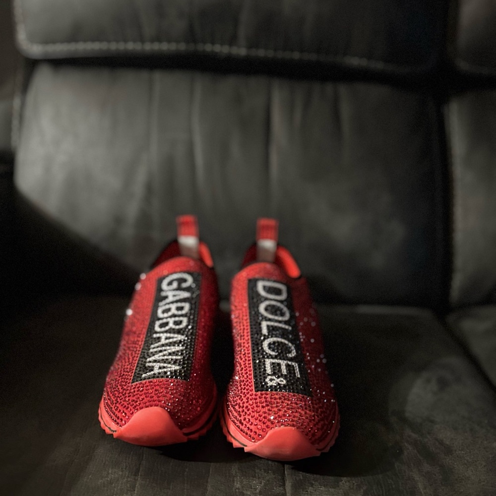 Dolce & Gabbana Red Glitter Sneakers